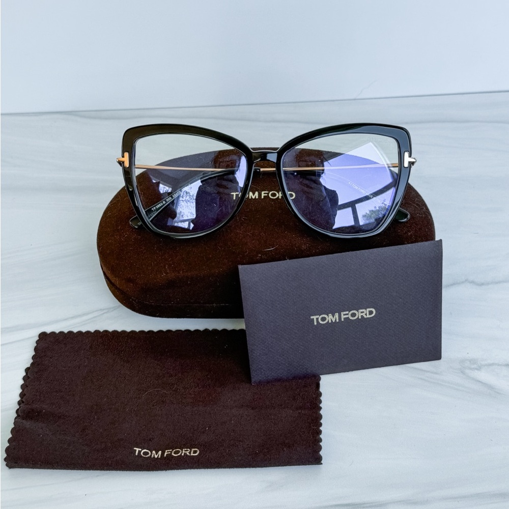 NEW Tom Ford Black Cat-Eye Blue Lights